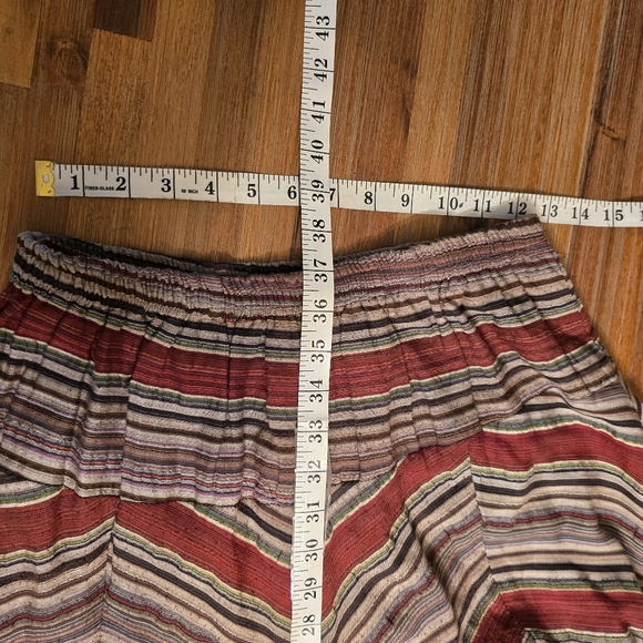 Avatar Boho Chevron Striped Maxi Skirt | Ruffle Hem Elastic Waist Festival - Picture 12 of 12